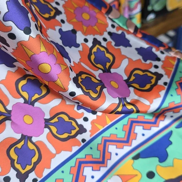 Zara Silky Multicolored Pull On Pants, Size Large - Picture 6 of 10